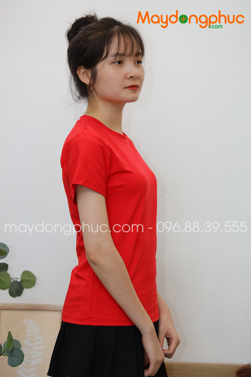 Áo phông cổ tròn màu đỏ | Ao phong