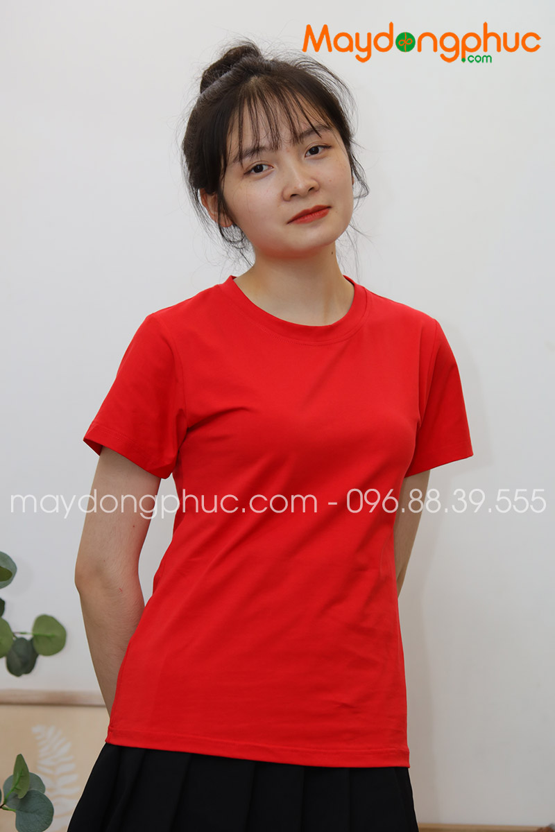 Áo phông cổ tròn màu đỏ | Ao phong