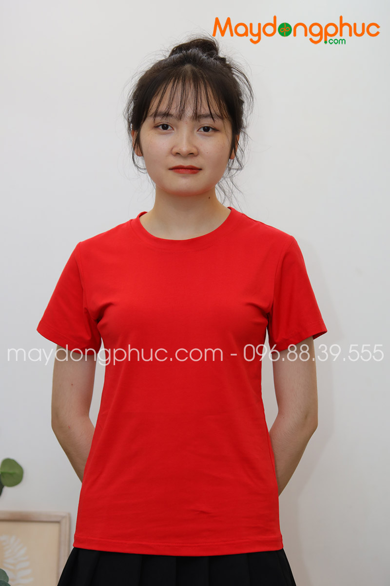 Áo phông cổ tròn màu đỏ | Ao phong