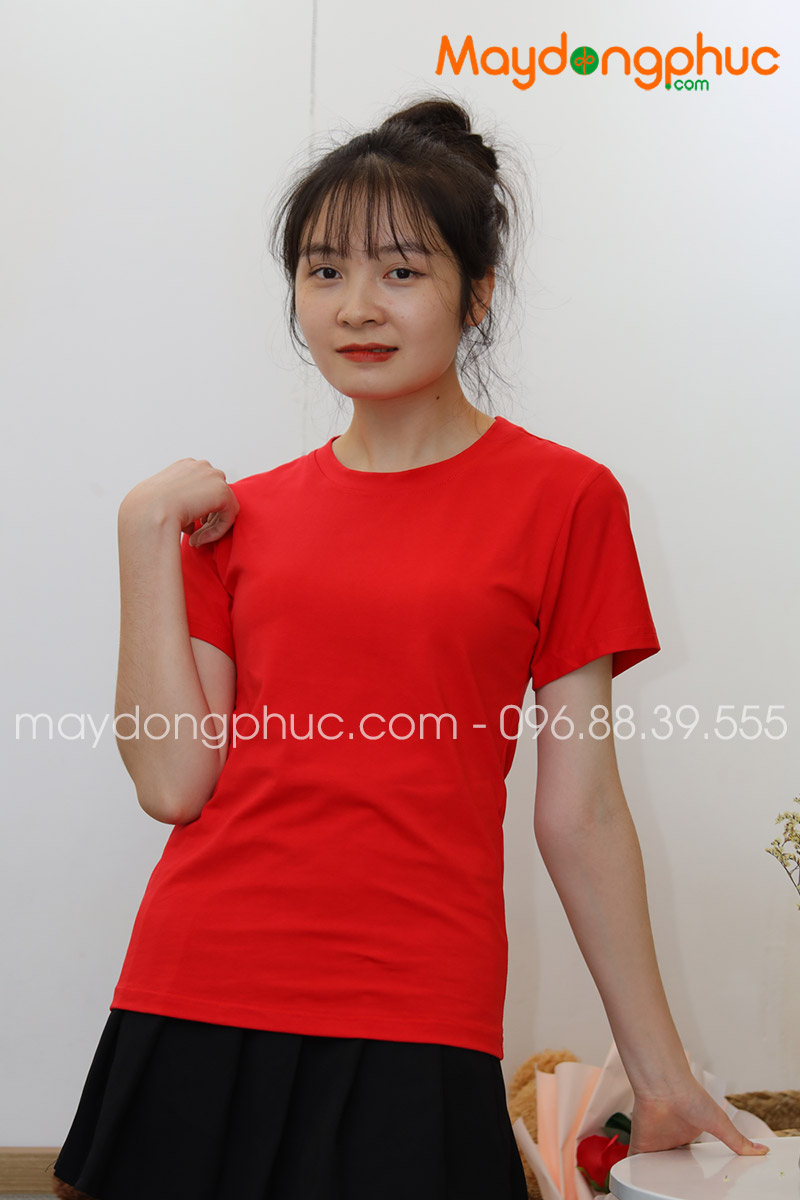 Áo phông cổ tròn màu đỏ | Ao phong