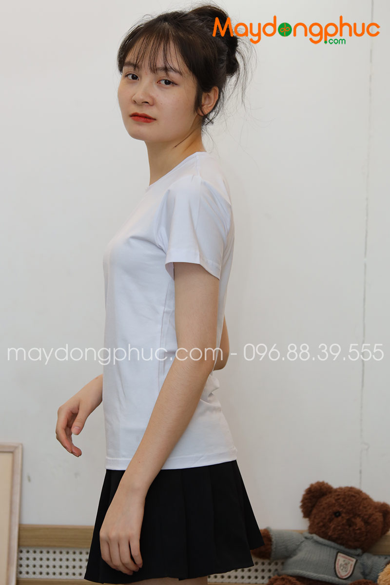 Áo phông cổ tròn màu trắng | Ao phong