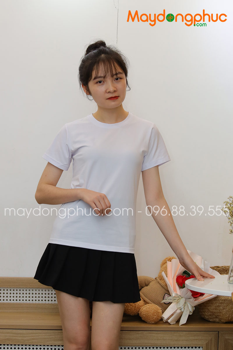 Áo phông cổ tròn màu trắng | Ao phong