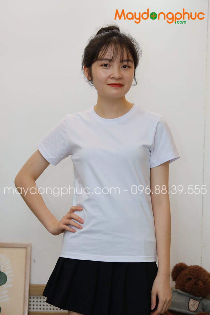 Áo phông cổ tròn màu trắng | Ao phong
