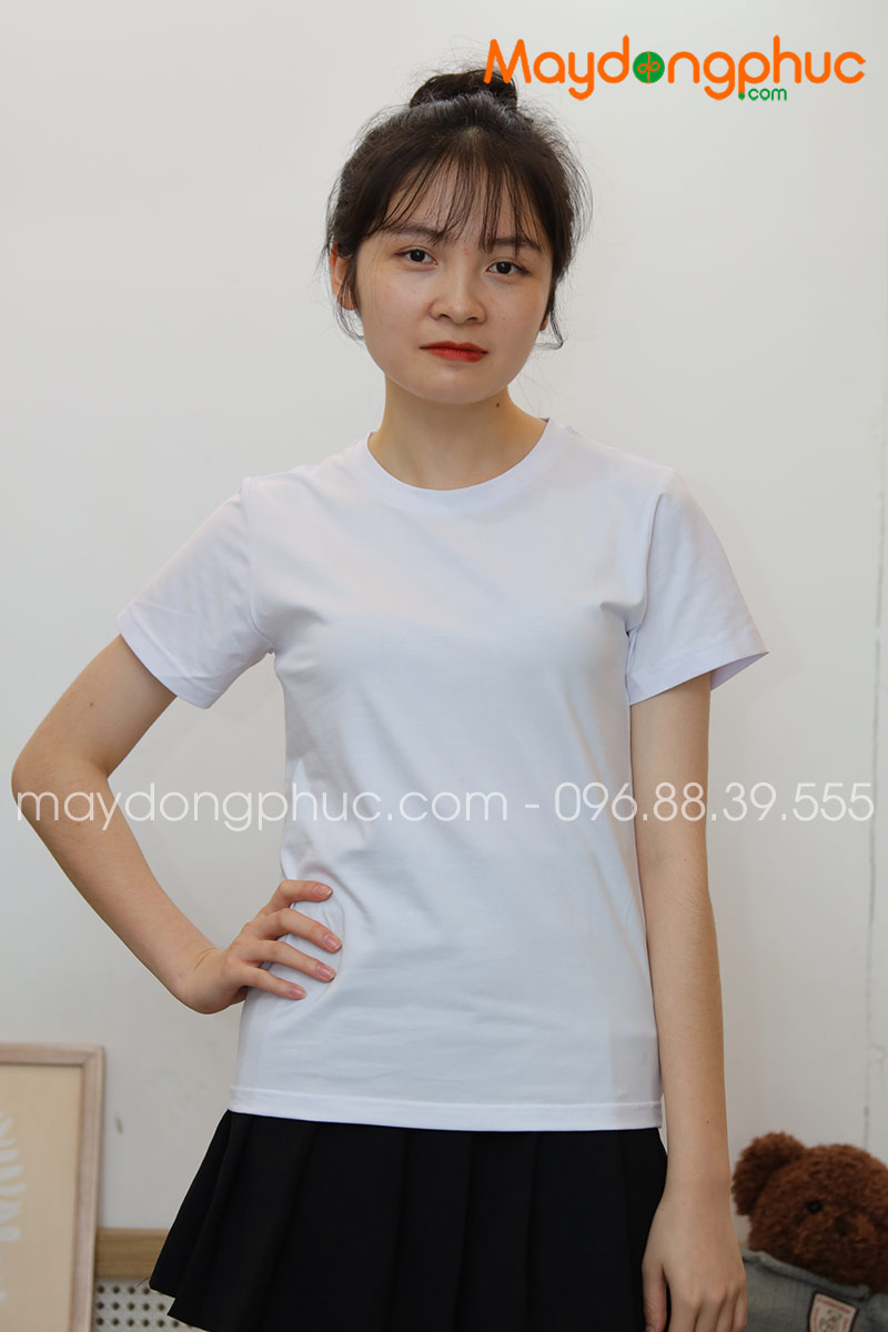 Áo phông cổ tròn màu trắng | Ao phong