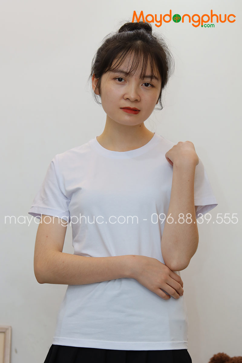 Áo phông cổ tròn màu trắng | Ao phong