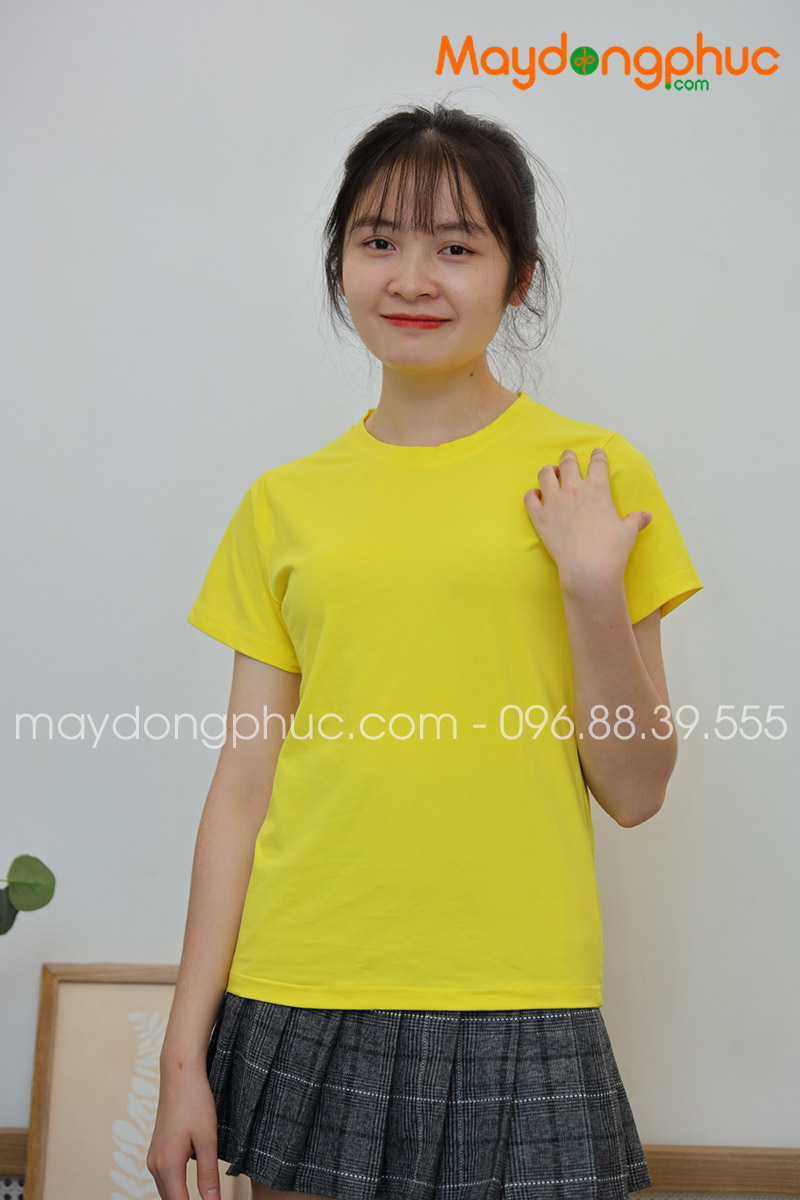 Áo phông cổ tròn màu vàng | Ao phong