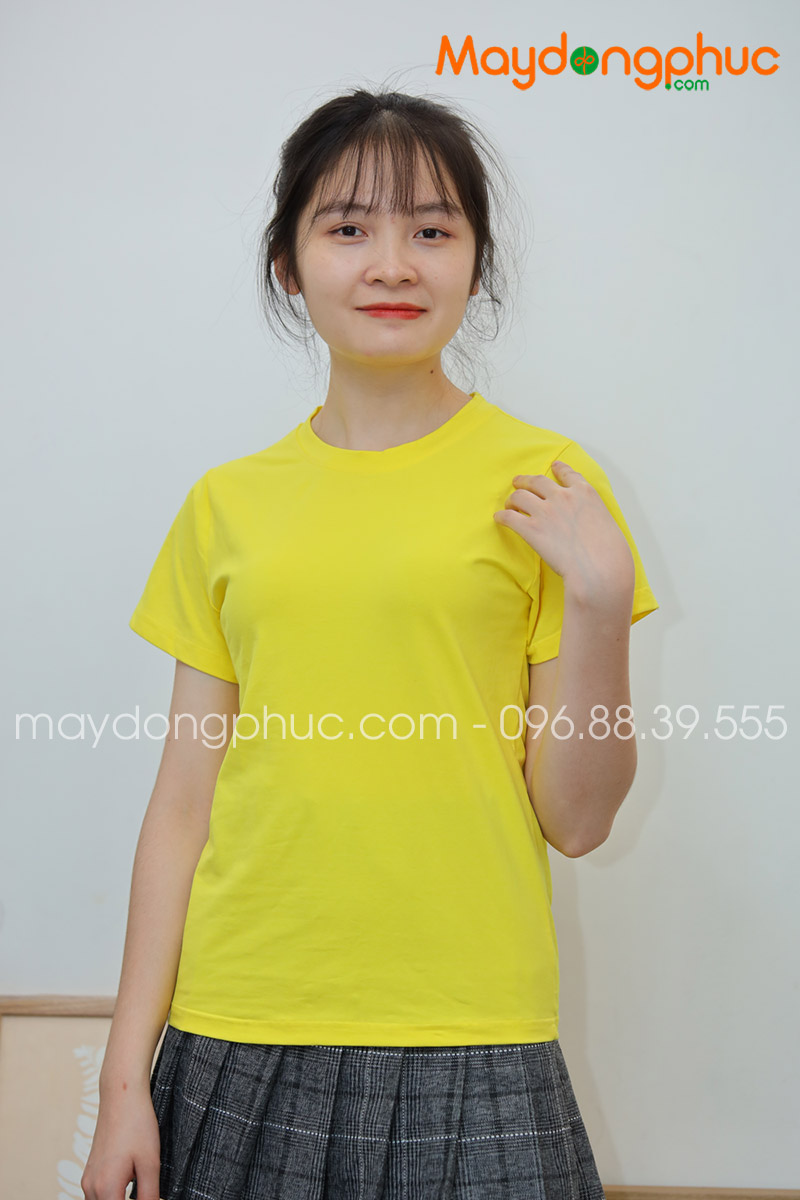 Áo phông cổ tròn màu vàng | Ao phong