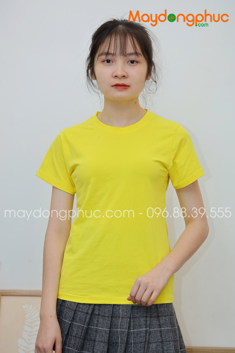 Áo phông cổ tròn màu vàng | Ao phong