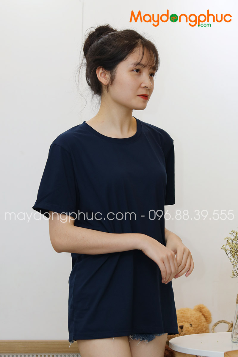 Áo phông tay lỡ màu xanh đen | Ao phong