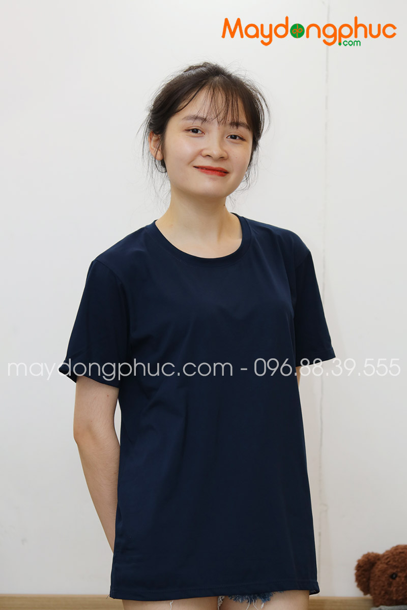 Áo phông tay lỡ màu xanh đen | Ao phong