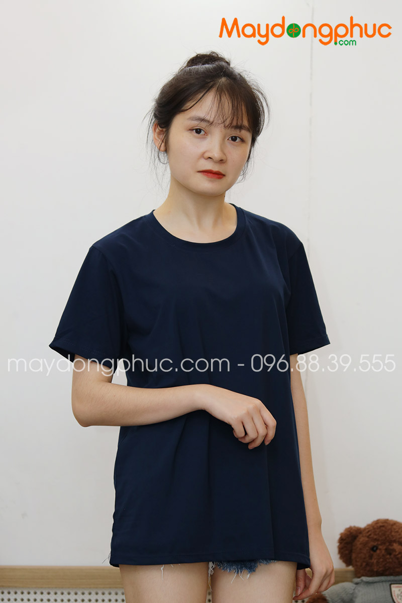 Áo phông tay lỡ màu xanh đen | Ao phong
