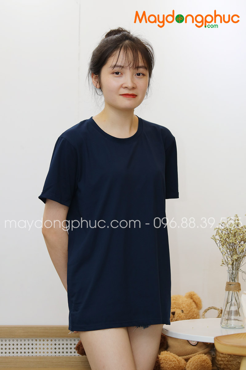 Áo phông tay lỡ màu xanh đen | Ao phong