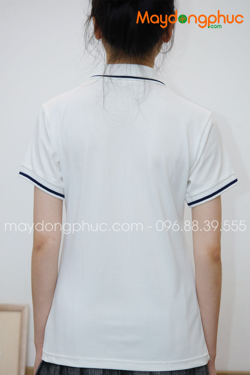 Áo phông polo màu trắng viền xanh đen | Ao phong