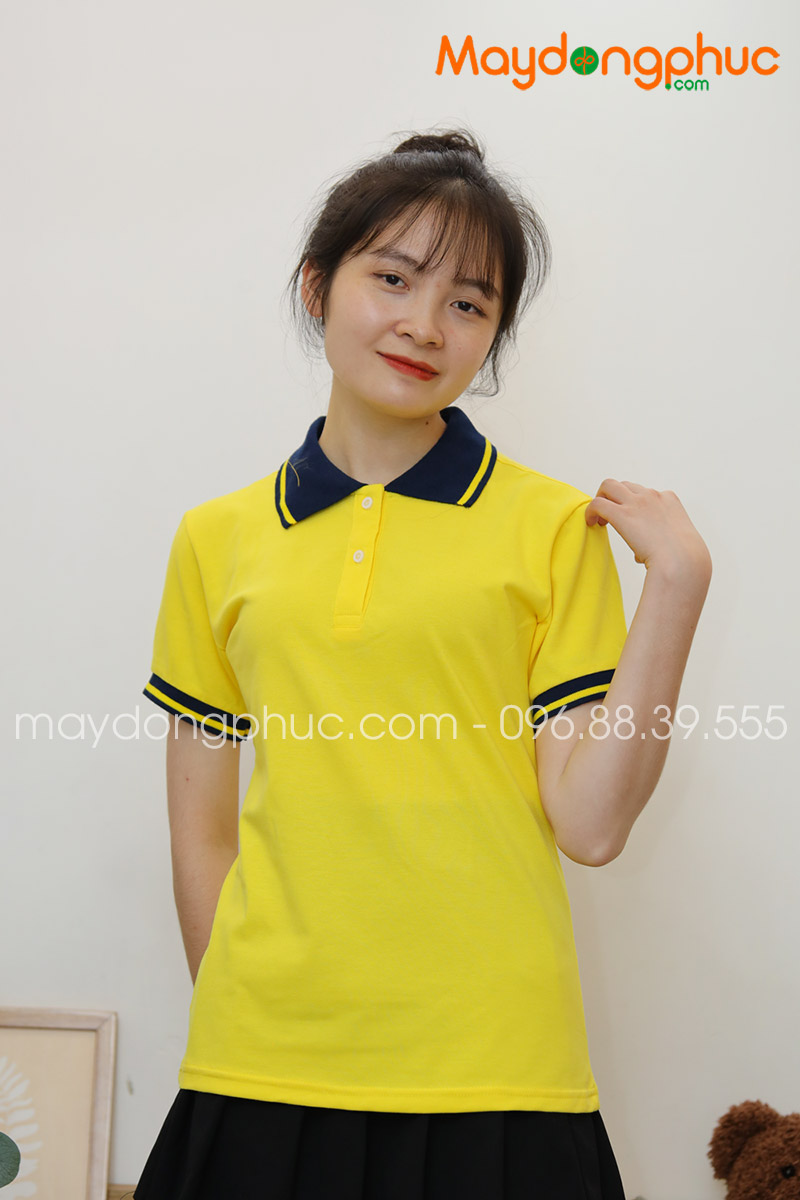 ​Áo phông polo màu vàng cổ đen | Ao phong