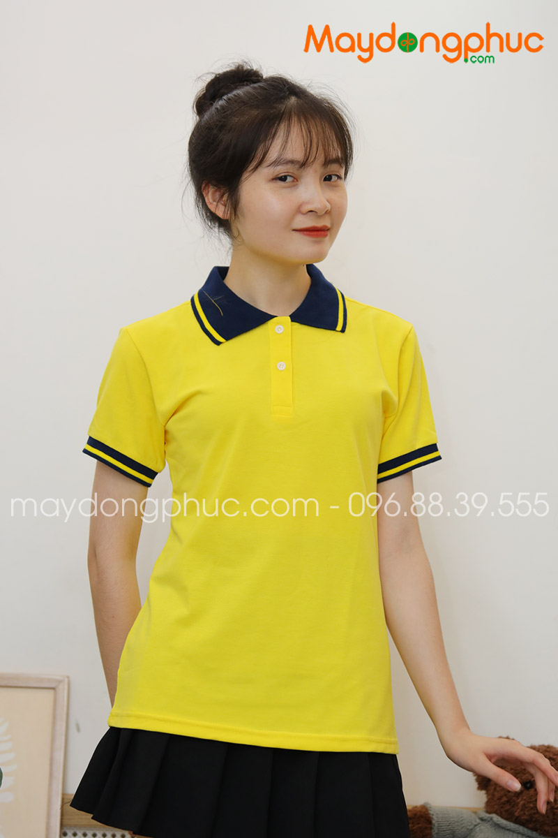 ​Áo phông polo màu vàng cổ đen | Ao phong