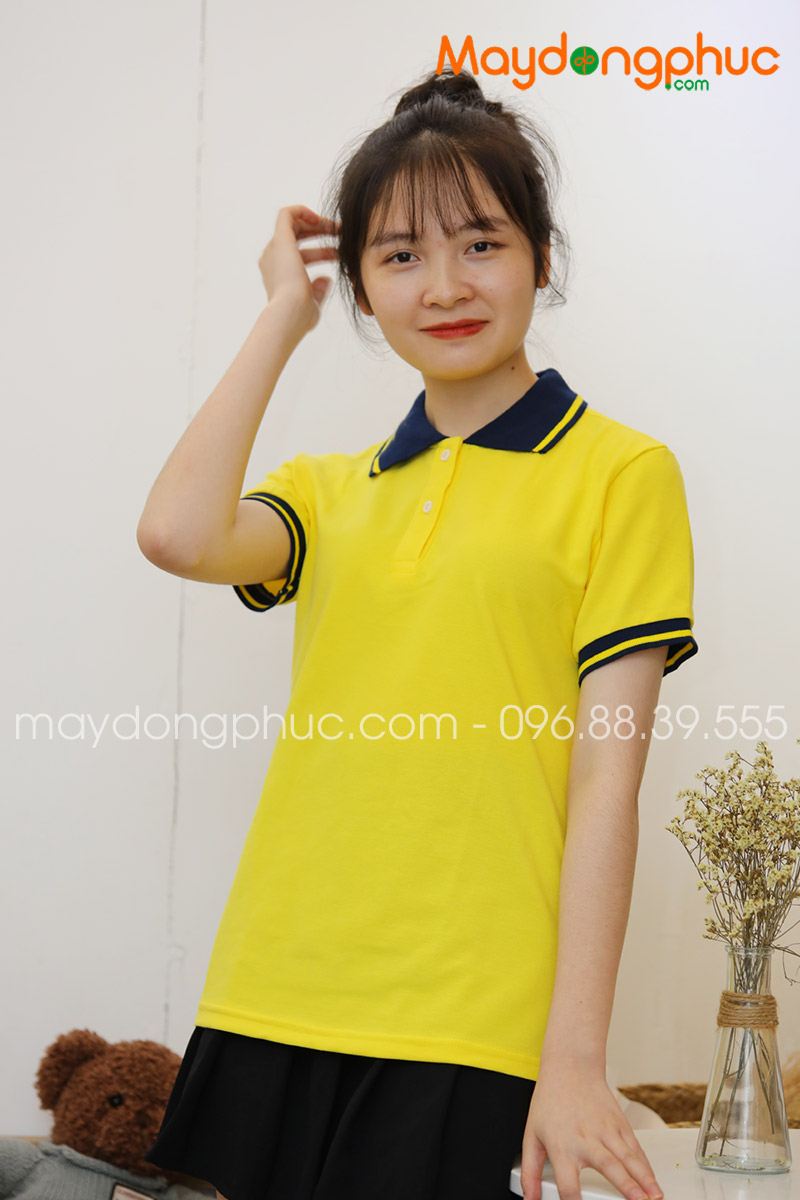 ​Áo phông polo màu vàng cổ đen | Ao phong