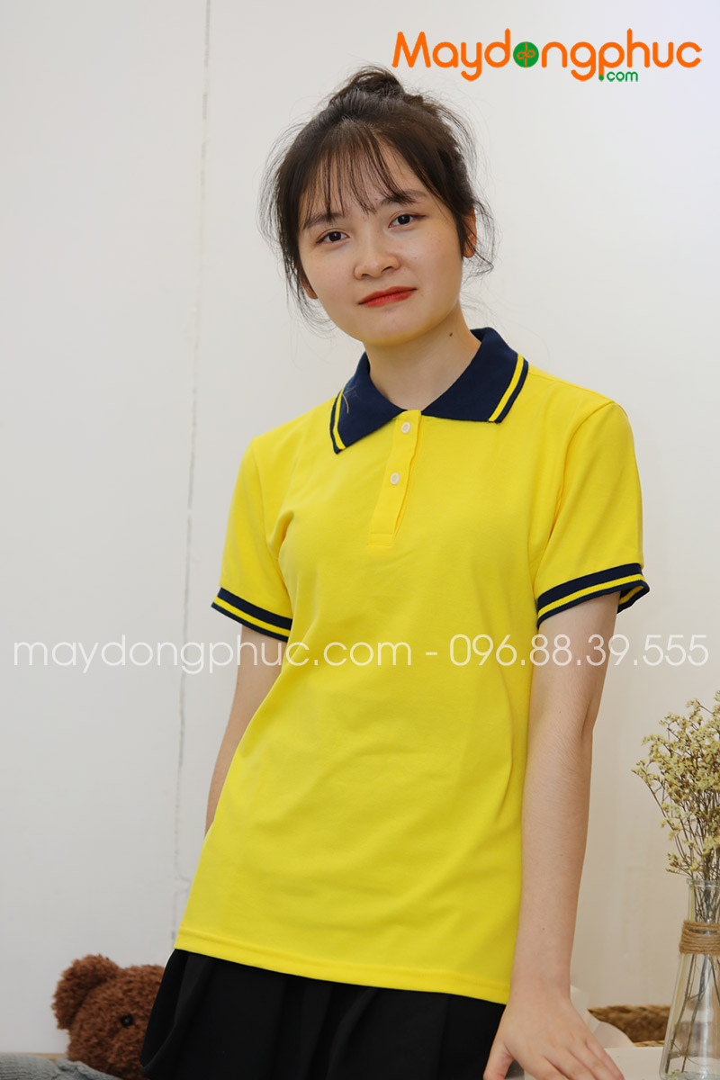 ​Áo phông polo màu vàng cổ đen | Ao phong