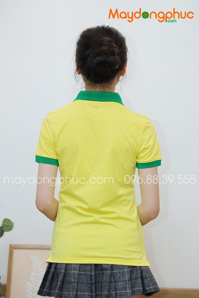 Áo phông polo màu vàng cổ xanh | Ao phong