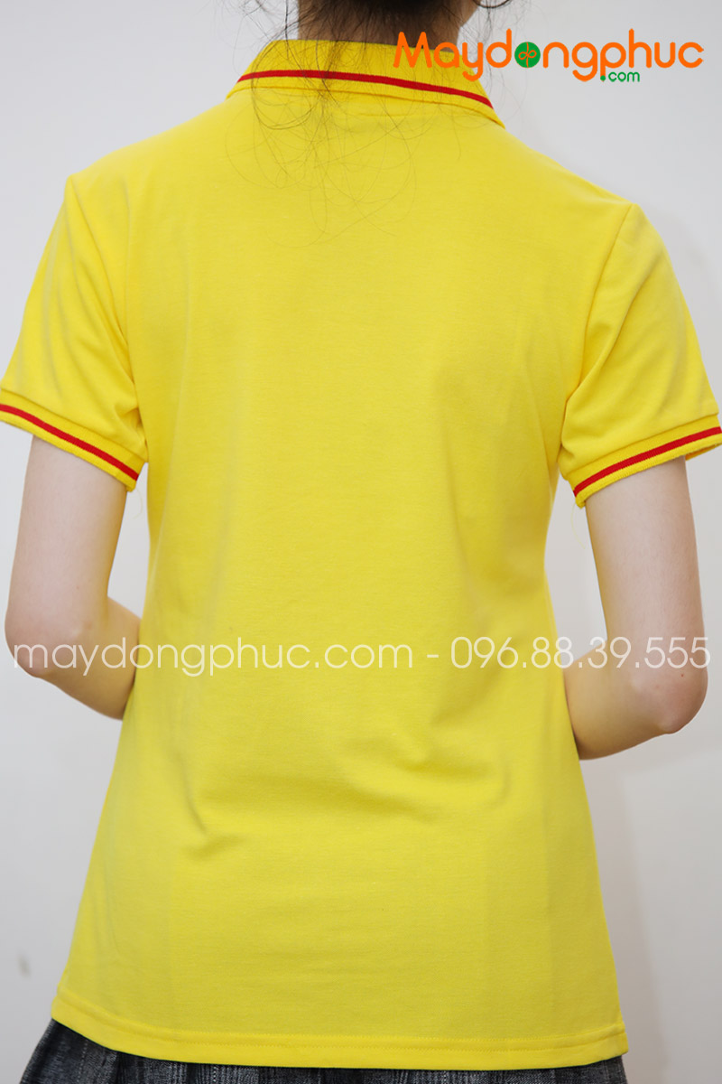 Áo phông polo màu vàng viền đỏ | Ao phong