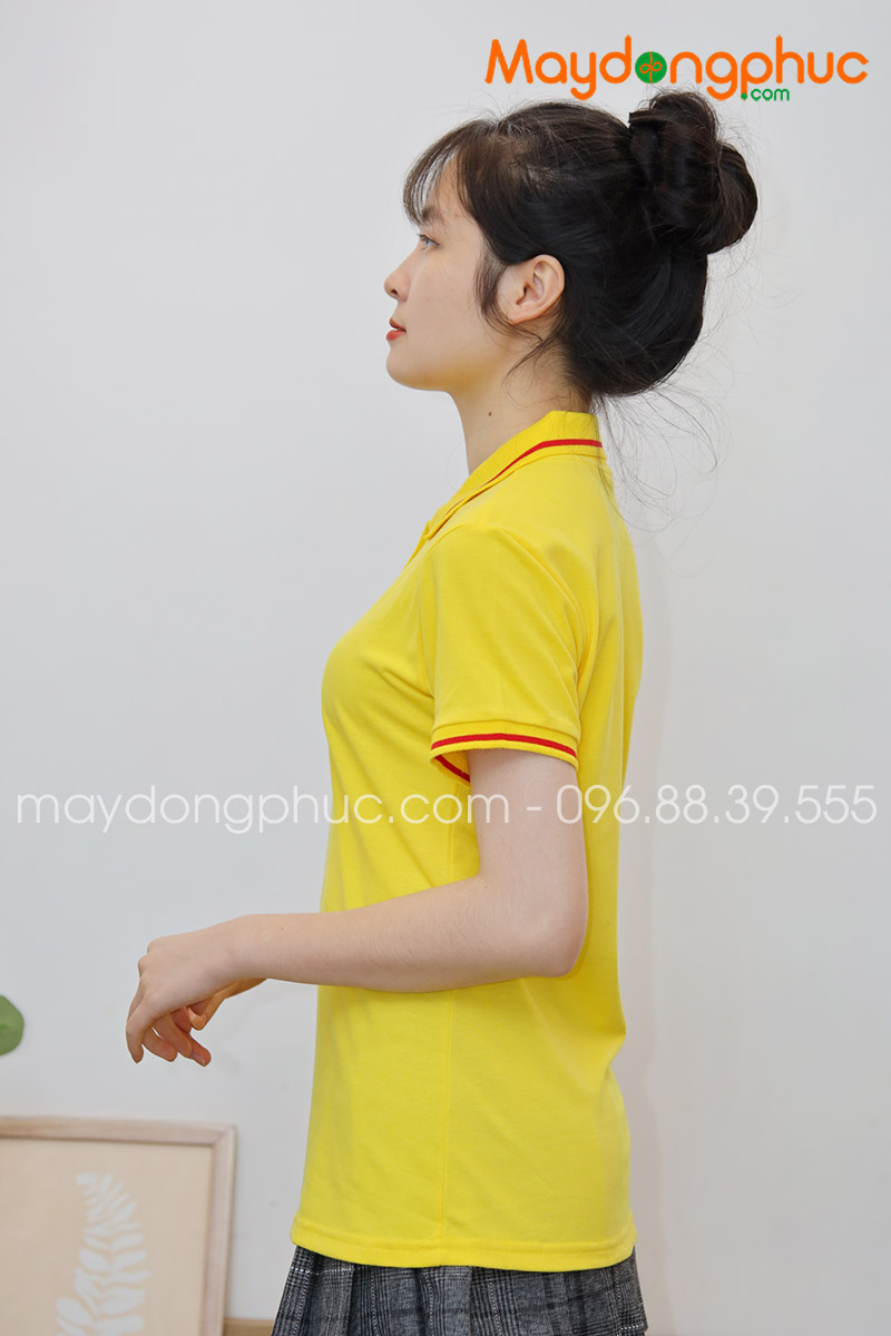 Áo phông polo màu vàng viền đỏ | Ao phong