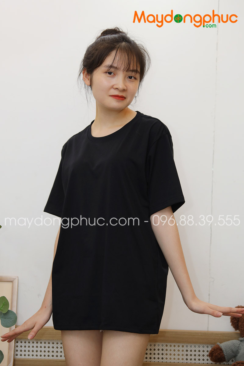 Áo phông tay lỡ màu đen | Ao phong