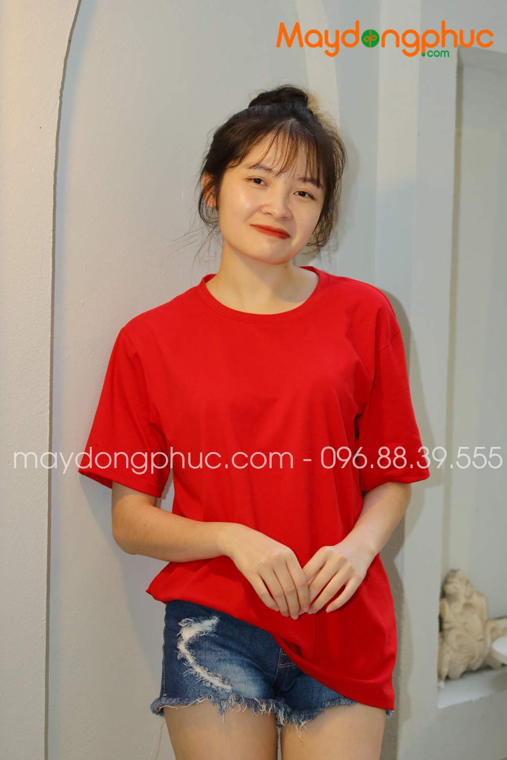 Áo phông tay lỡ màu đỏ | Ao phong