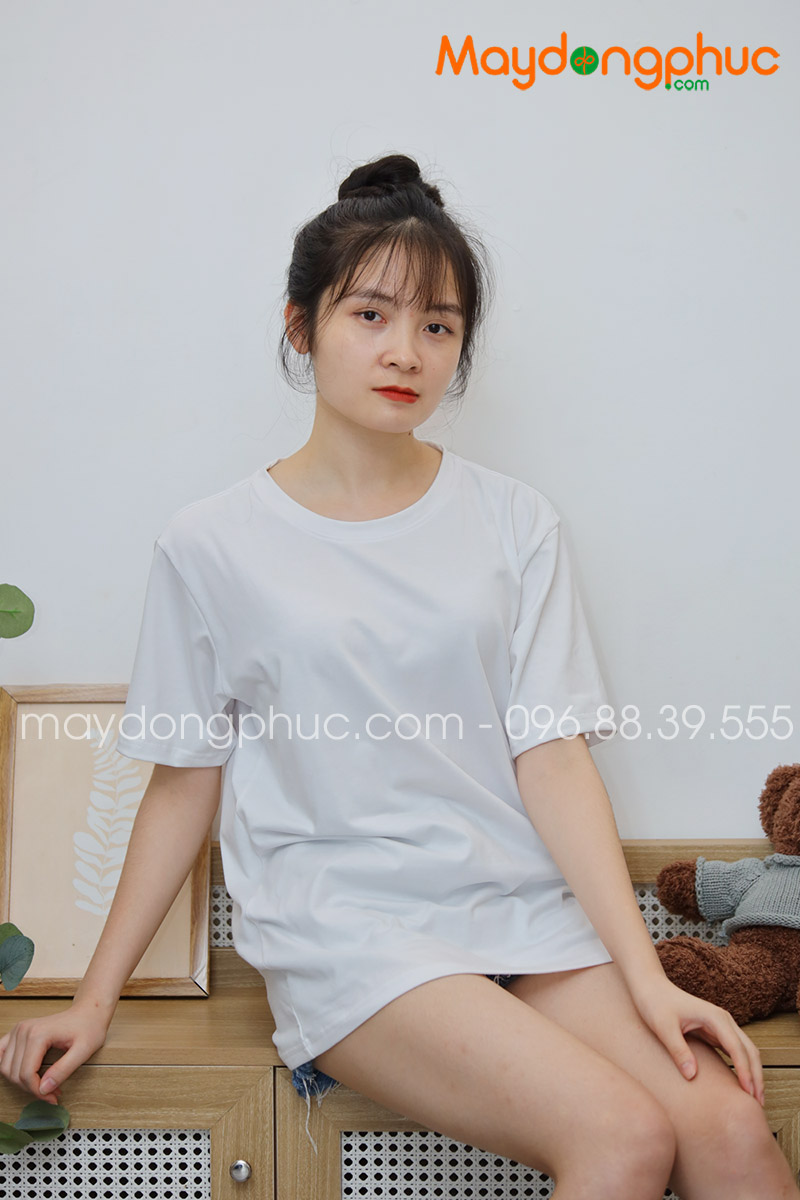 Áo phông tay lỡ màu trắng | Ao phong