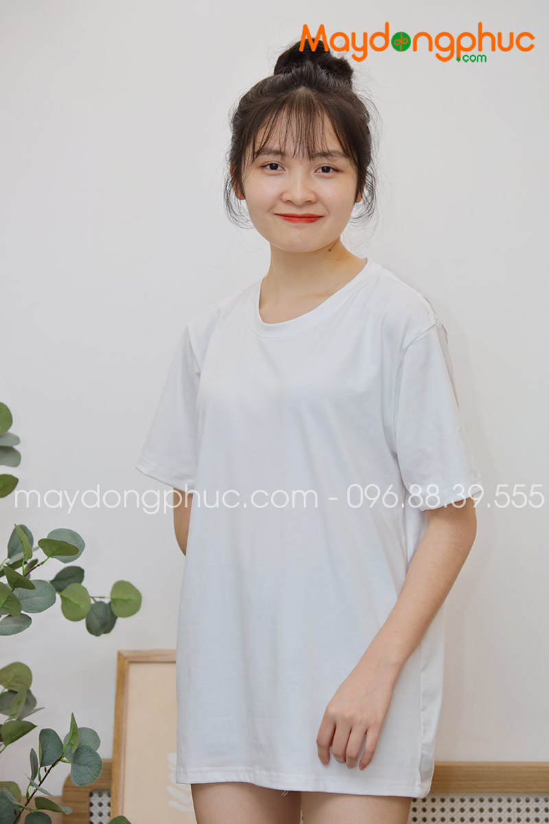 Áo phông tay lỡ màu trắng | Ao phong