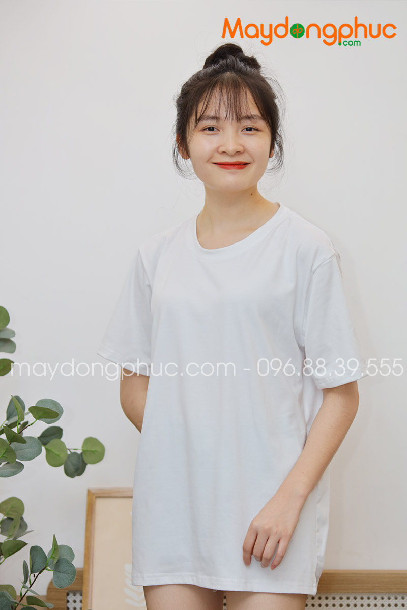Áo phông tay lỡ màu trắng | Ao phong