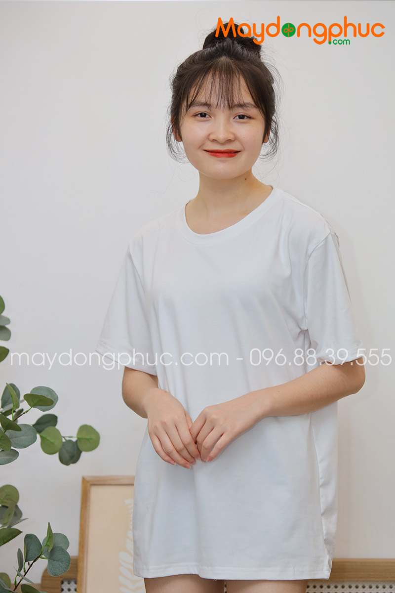 Áo phông tay lỡ màu trắng | Ao phong