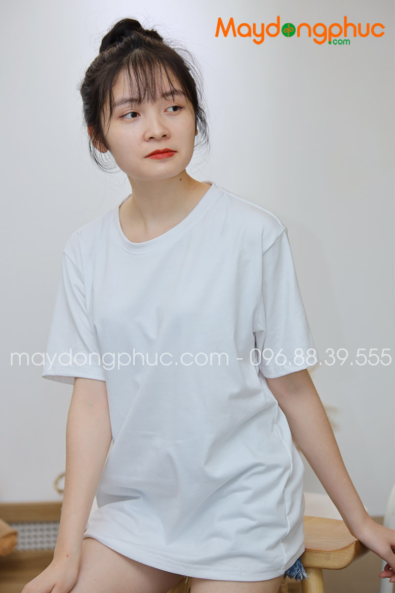 Áo phông tay lỡ màu trắng | Ao phong