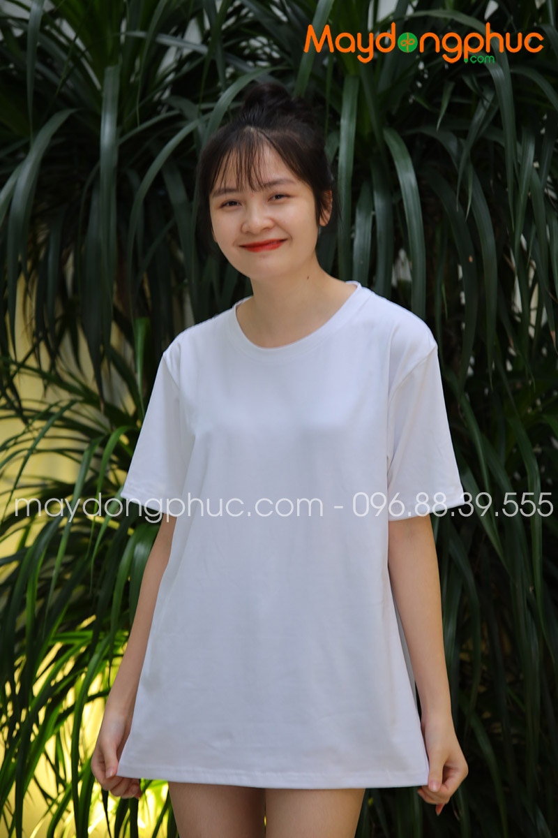 Áo phông tay lỡ màu trắng | Ao phong