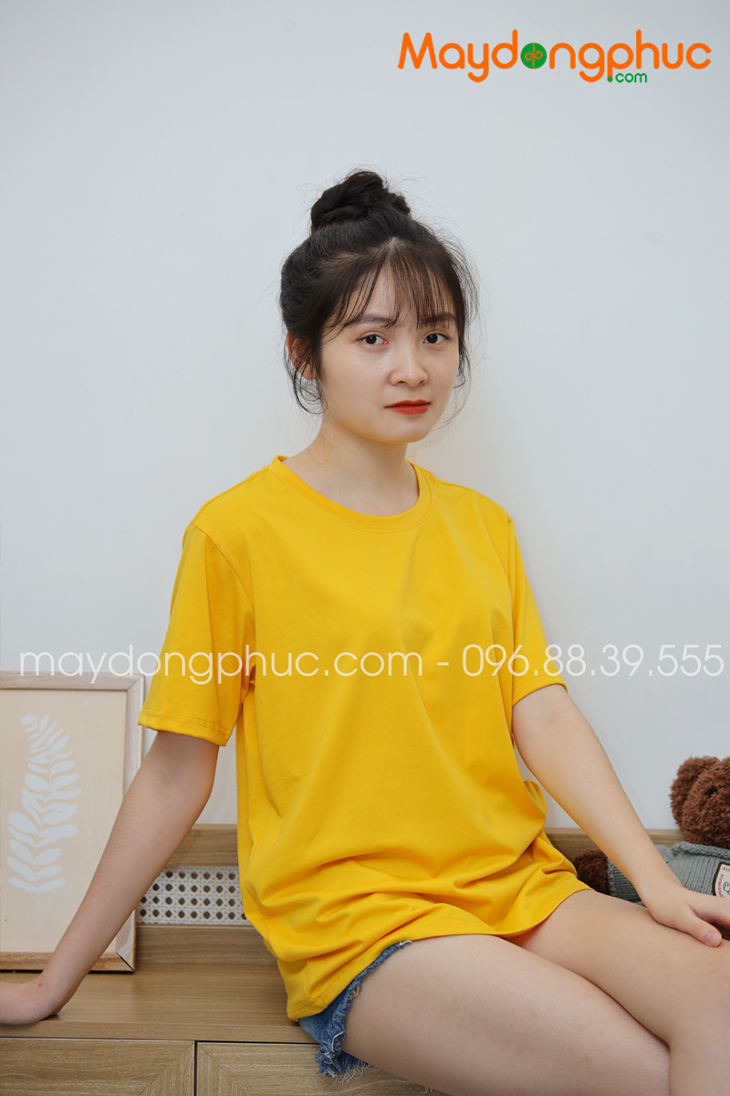 Áo phông tay lỡ màu vàng | Ao phong
