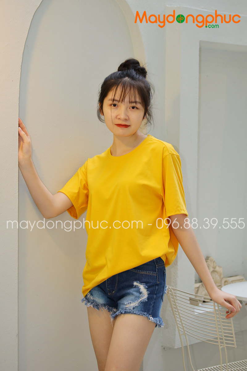 Áo phông tay lỡ màu vàng | Ao phong