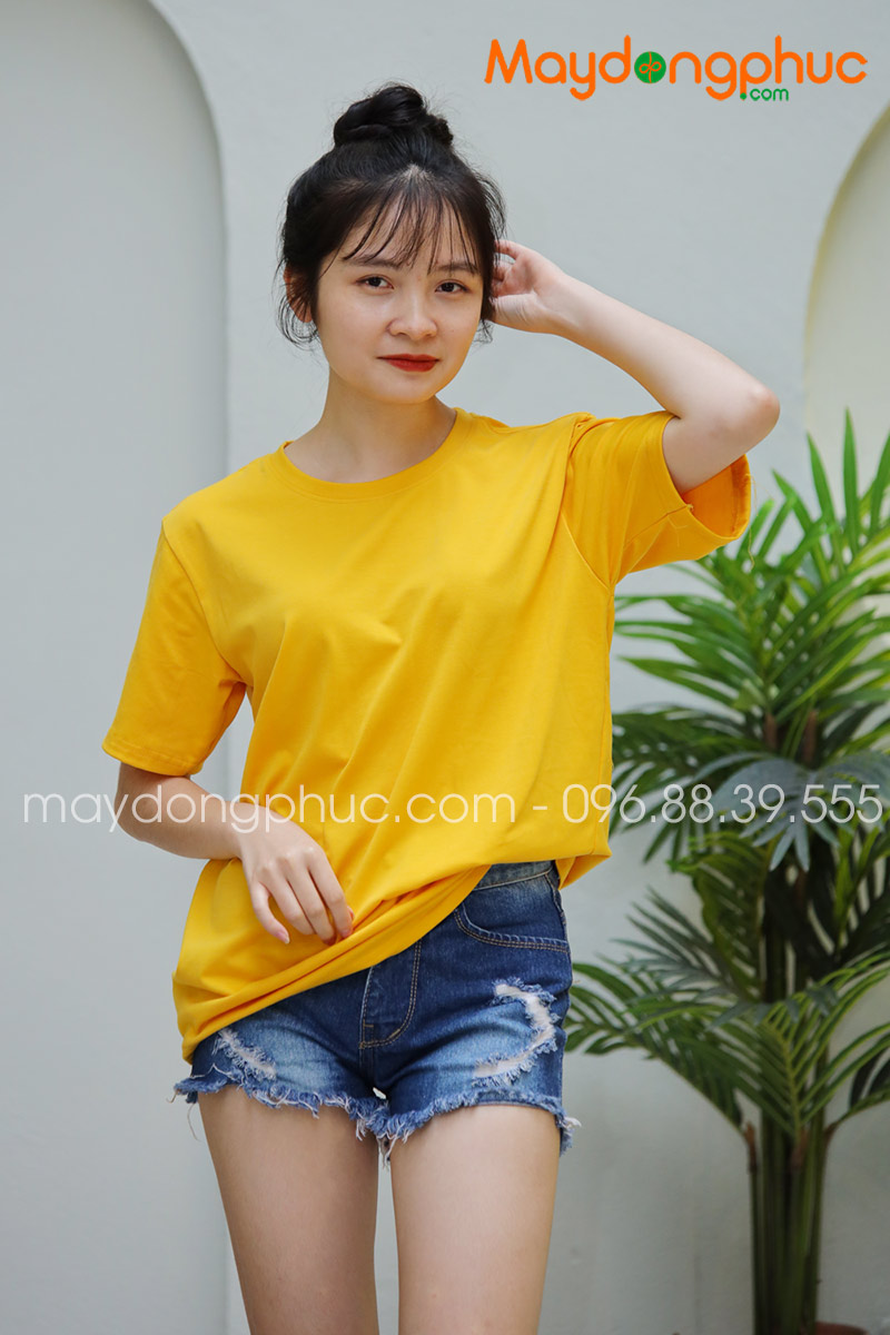 Áo phông tay lỡ màu vàng | Ao phong