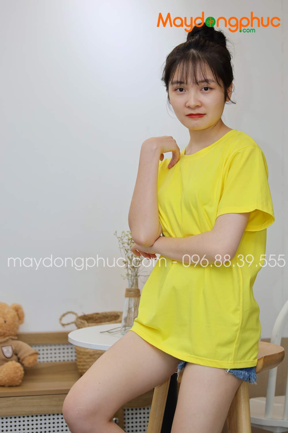 Áo phông tay lỡ màu vàng tươi | Ao phong