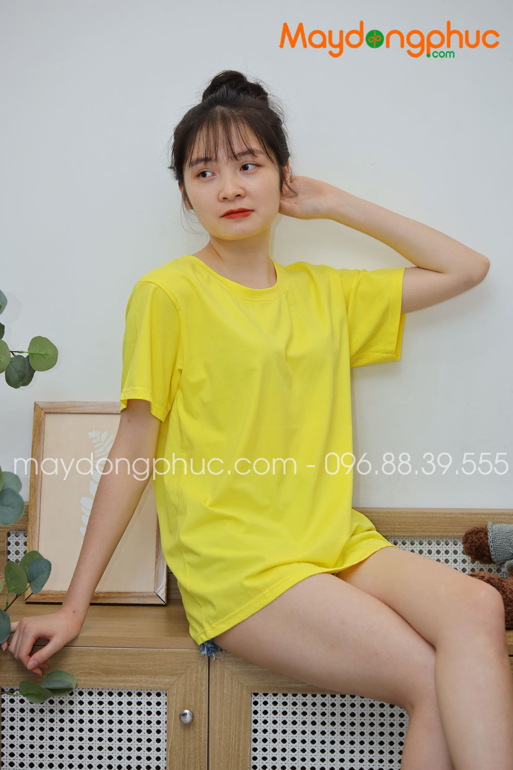 Áo phông tay lỡ màu vàng tươi | Ao phong