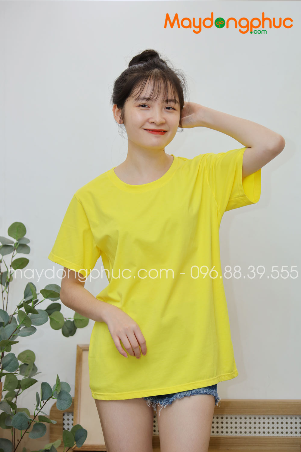 Áo phông tay lỡ màu vàng tươi | Ao phong