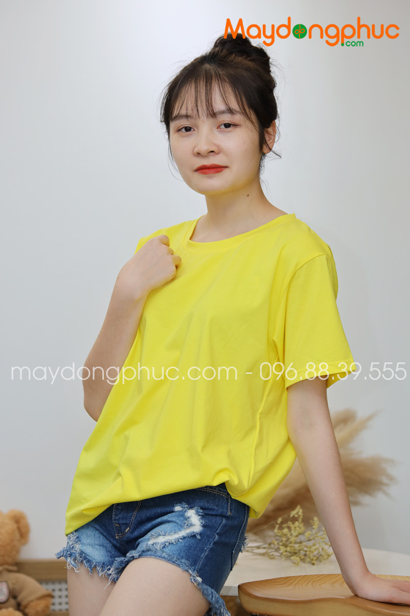 Áo phông tay lỡ màu vàng tươi | Ao phong