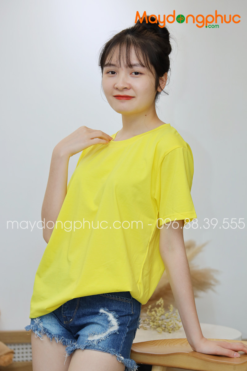 Áo phông tay lỡ màu vàng tươi | Ao phong
