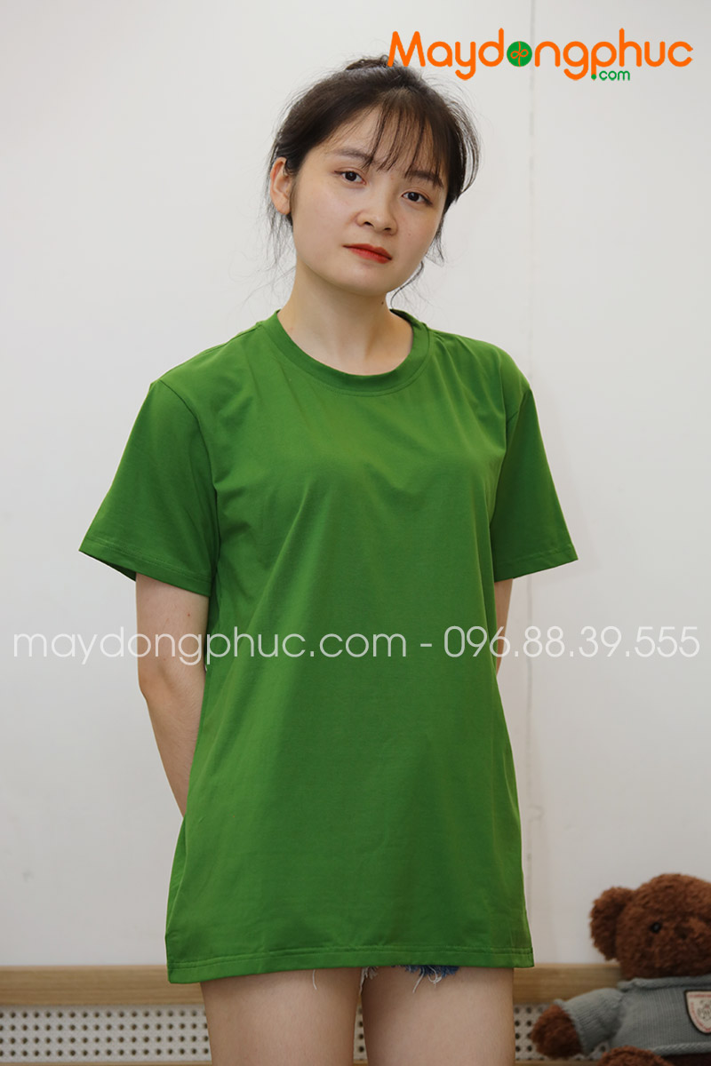 Áo phông tay lỡ màu xanh bộ đội | Ao phong