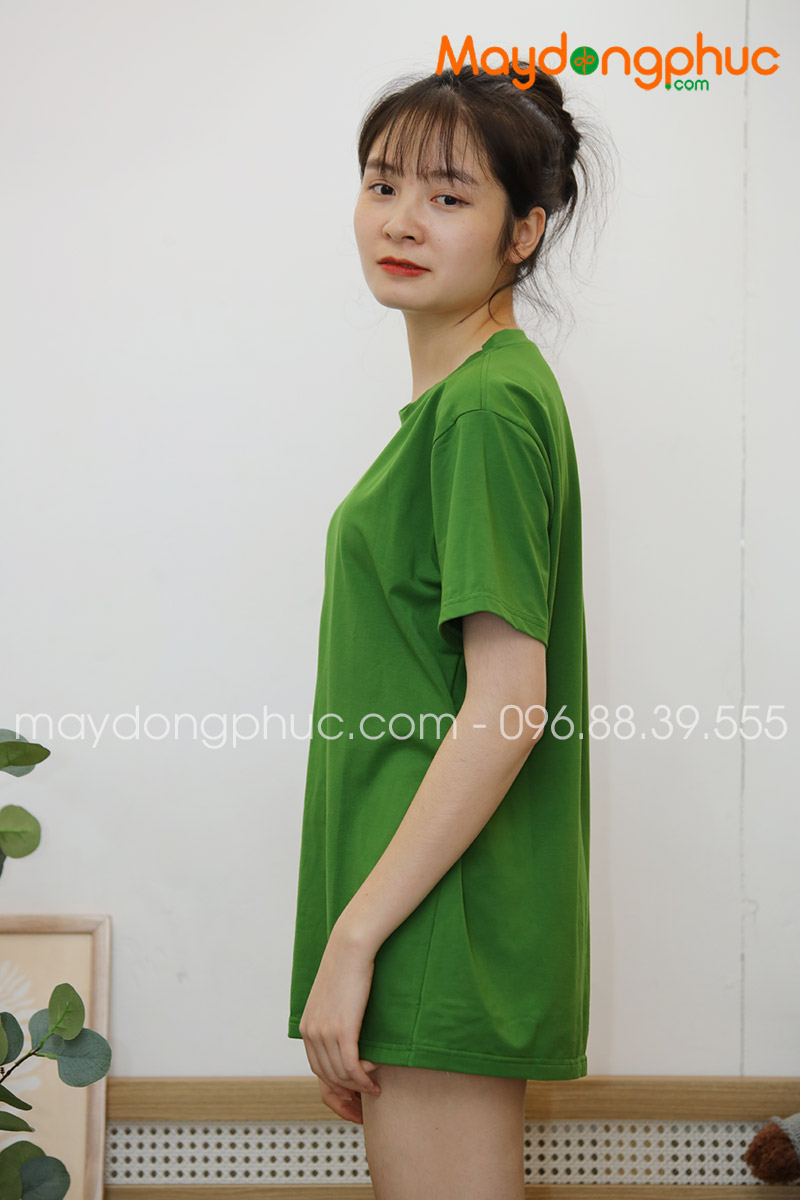 Áo phông tay lỡ màu xanh bộ đội | Ao phong