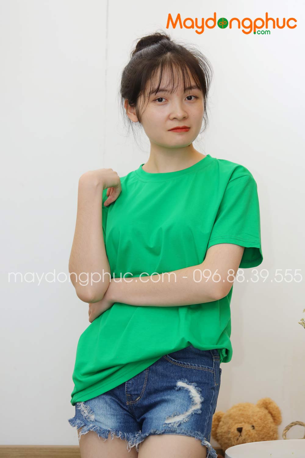 Áo phông tay lỡ màu xanh lá | Ao phong