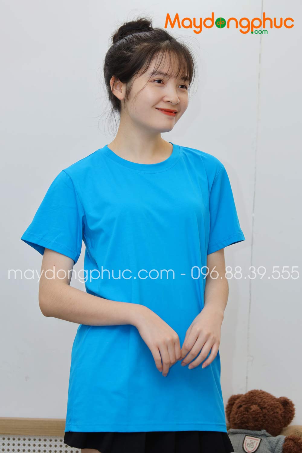 Áo phông tay lỡ màu xanh YA | Ao phong
