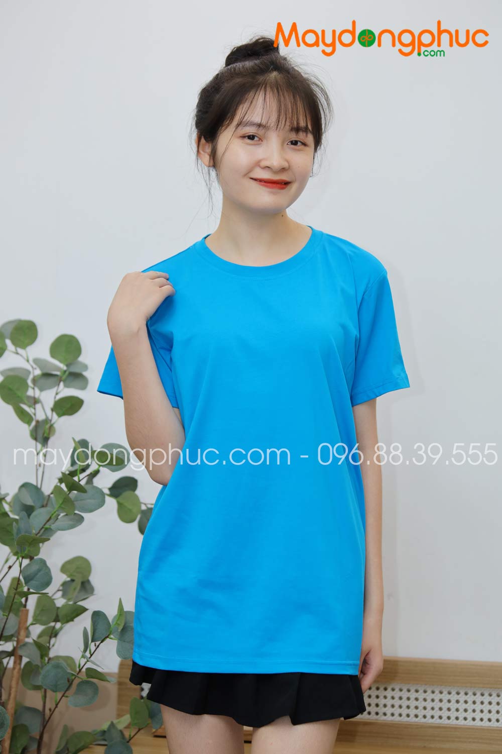 Áo phông tay lỡ màu xanh YA | Ao phong