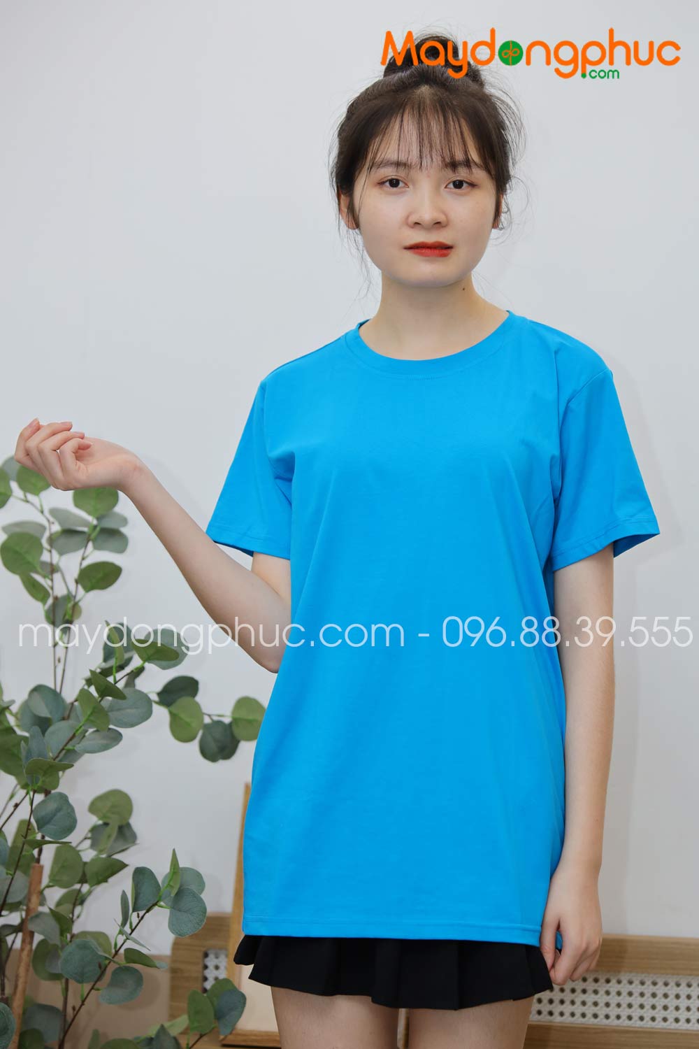 Áo phông tay lỡ màu xanh YA | Ao phong