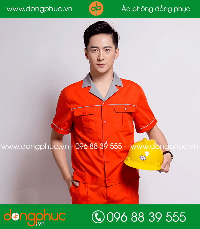 Mẫu bảo hộ màu cam phối ghi cộc tay