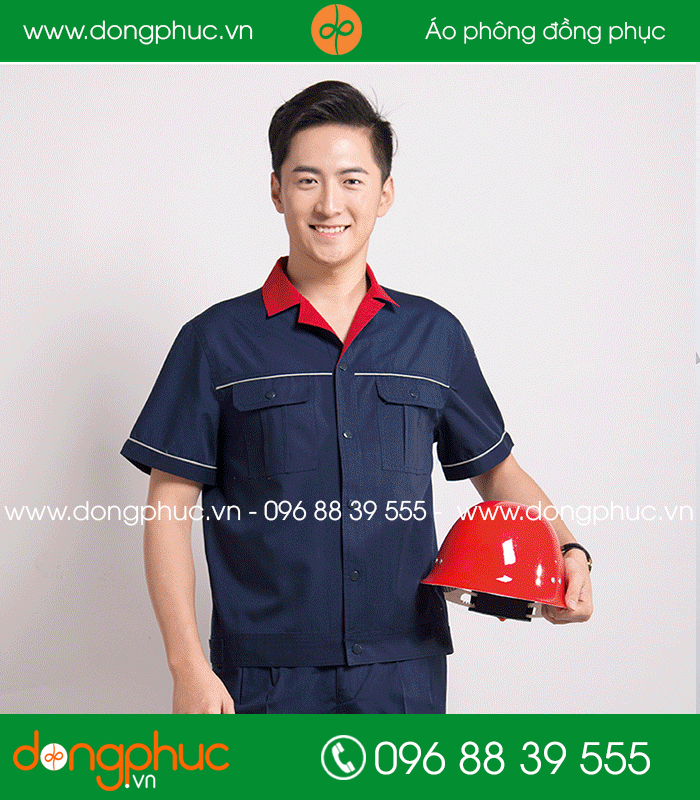 Mẫu bảo hộ màu tím than phối đỏ cộc tay