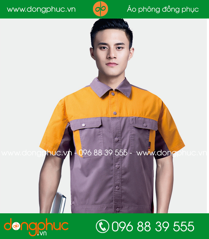 Mẫu bảo hộ màu ghi phối vàng cộc tay