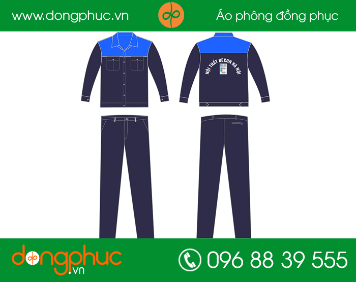 May đồng phục bảo hộ công ty nội thất Becon Hà Nội | May ao bao ho